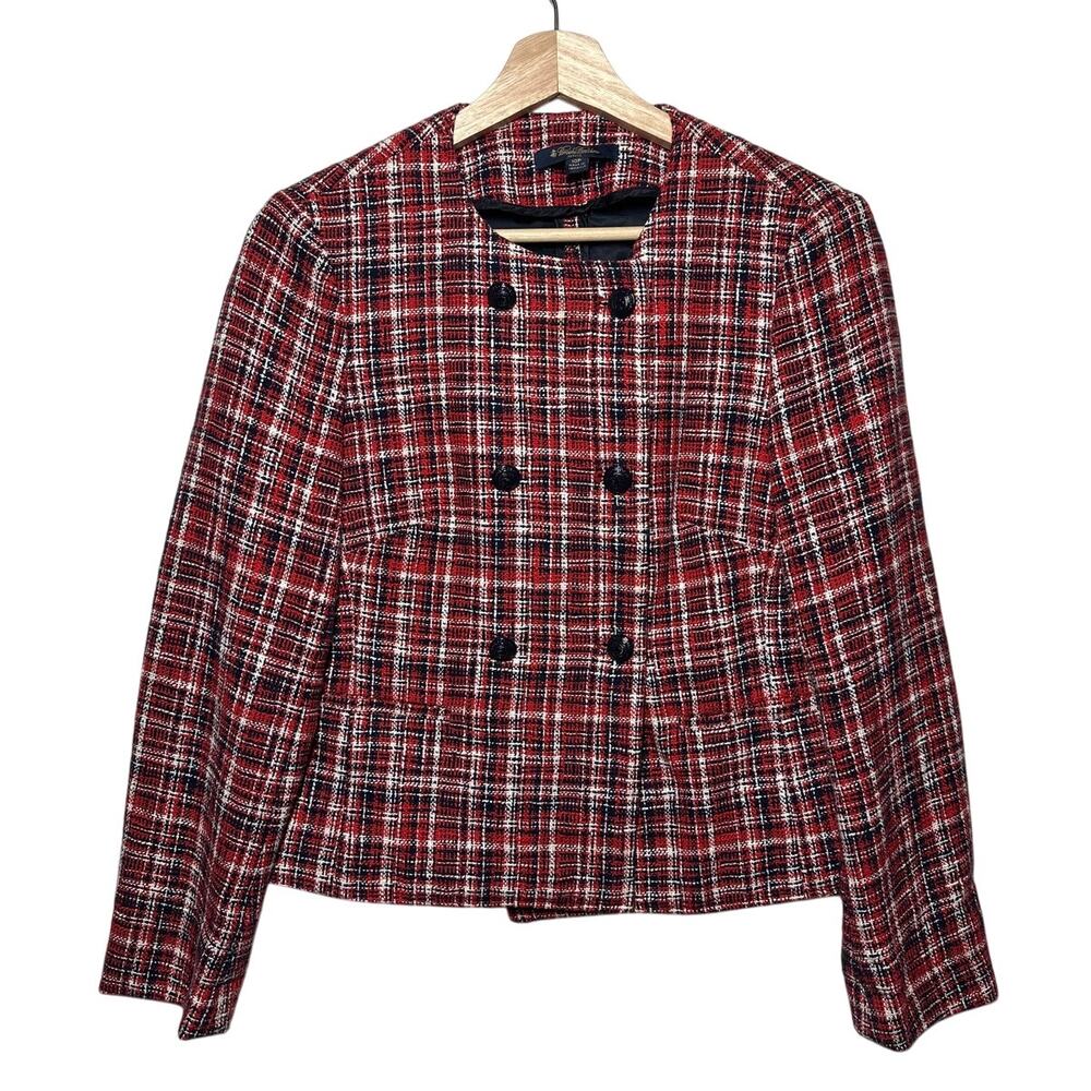 Brooks Brothers Tweed Double Breasted Plaid Blazer Jacket Size 10P Preppy Career